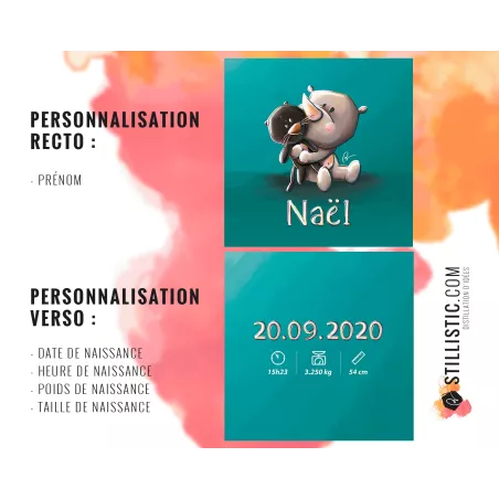 Coupon tissu Coussin de naissance Bébé Rhinocéros