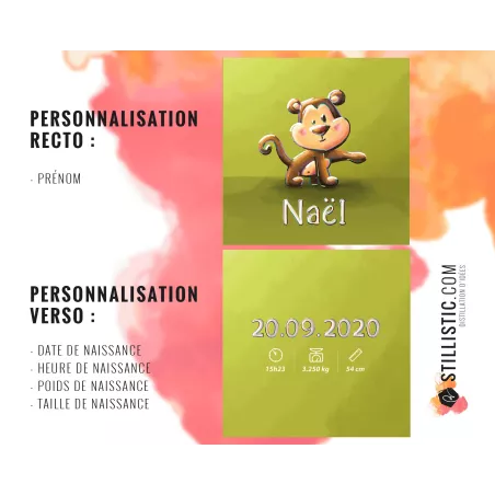 Coupon tissu Coussin de naissance Bébé Singe