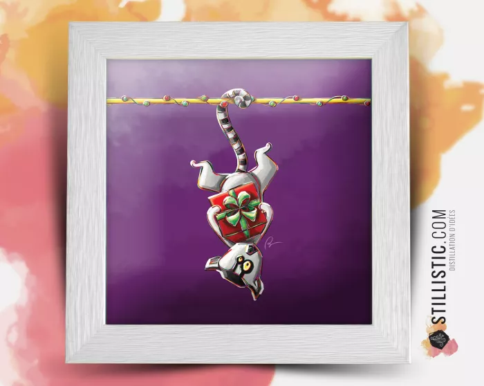 Cadre carré avec Illustration Maki Catta et cadeaux pour Chambre Enfant bébé 25x25cm