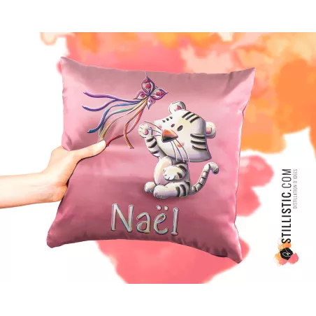 Coupon tissu Coussin de naissance Tigre blanc