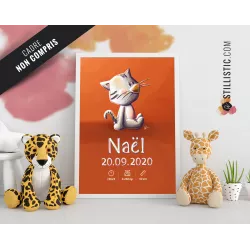 Poster de naissance Bébé Chat personnalisé