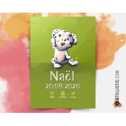 Poster de naissance Bébé Dalmatien personnalisé