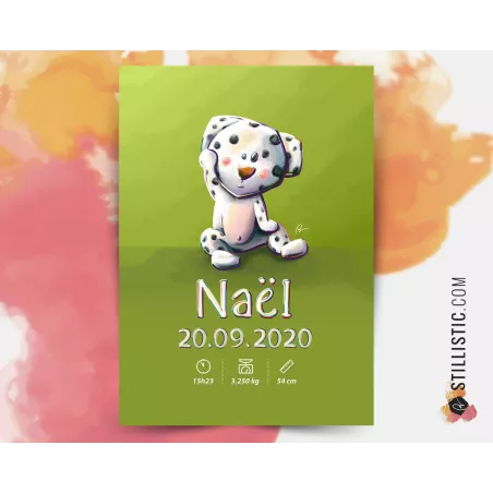 Poster de naissance Bébé Dalmatien personnalisé