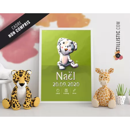 Poster de naissance Bébé Dalmatien personnalisé