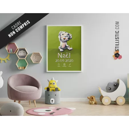 Poster de naissance Bébé Dalmatien personnalisé