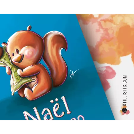 Poster de naissance Bébé Ecureuil personnalisé