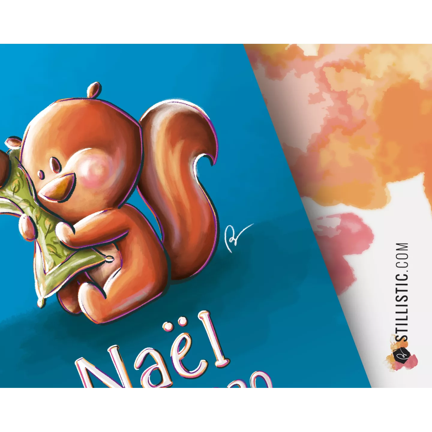 Poster de naissance Bébé Ecureuil personnalisé