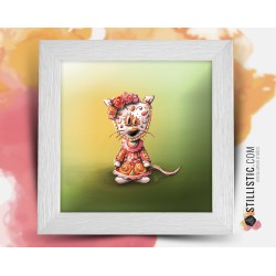 Cadre carré avec Illustration Souris mexicaine Halloween pour Chambre Enfant bébé 25x25cm