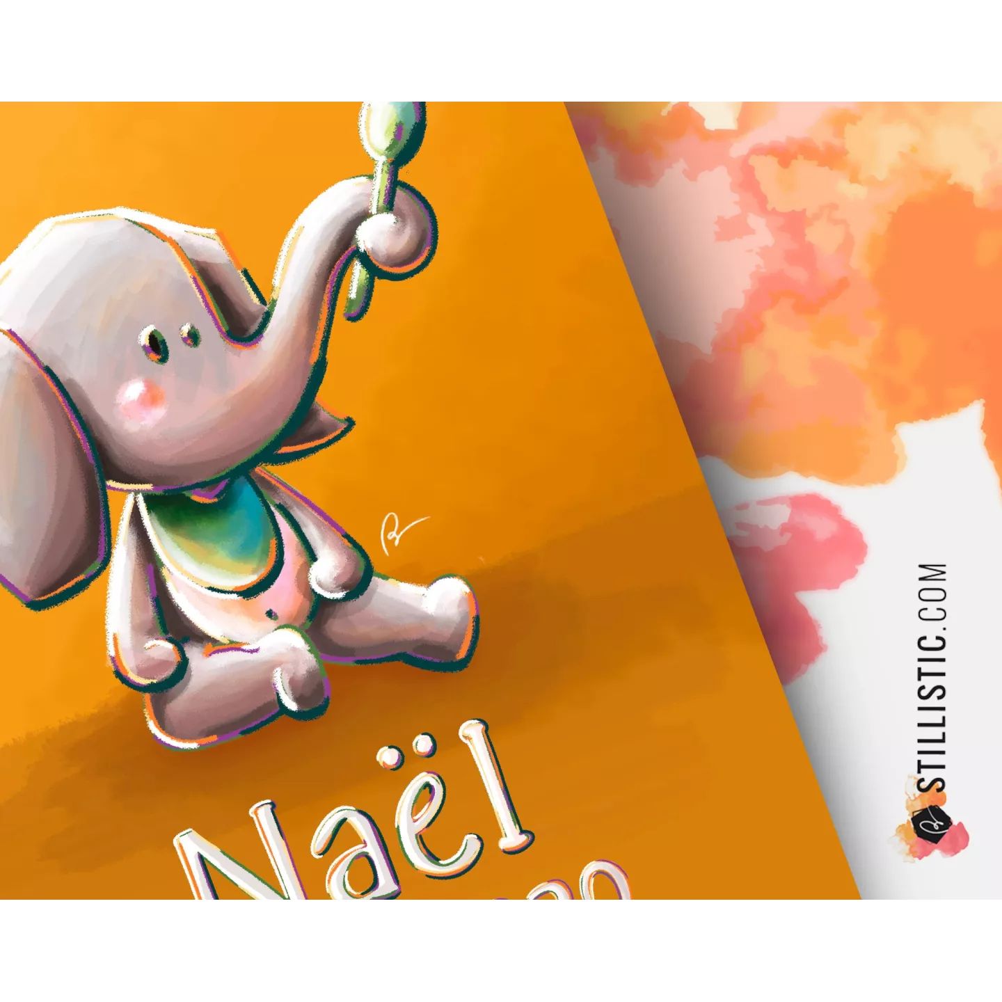 Poster de naissance Bébé Eléphant personnalisé