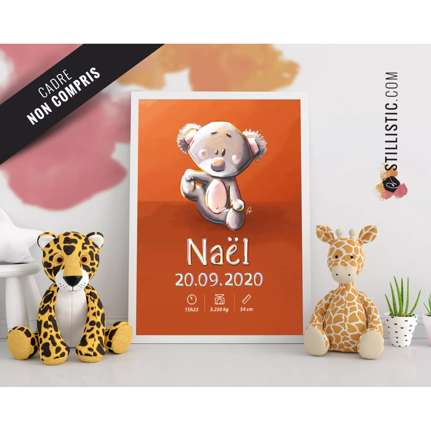 Poster de naissance Bébé Koala personnalisé