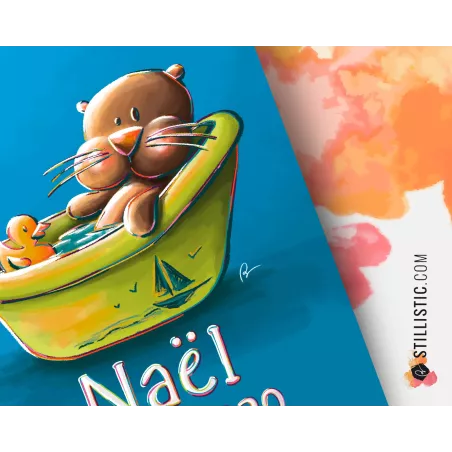 Poster de naissance Bébé Loutre personnalisé