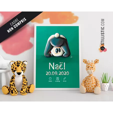 Poster de naissance Bébé Panda personnalisé