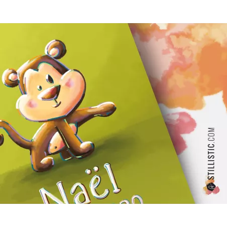 Poster de naissance Bébé Singe personnalisé
