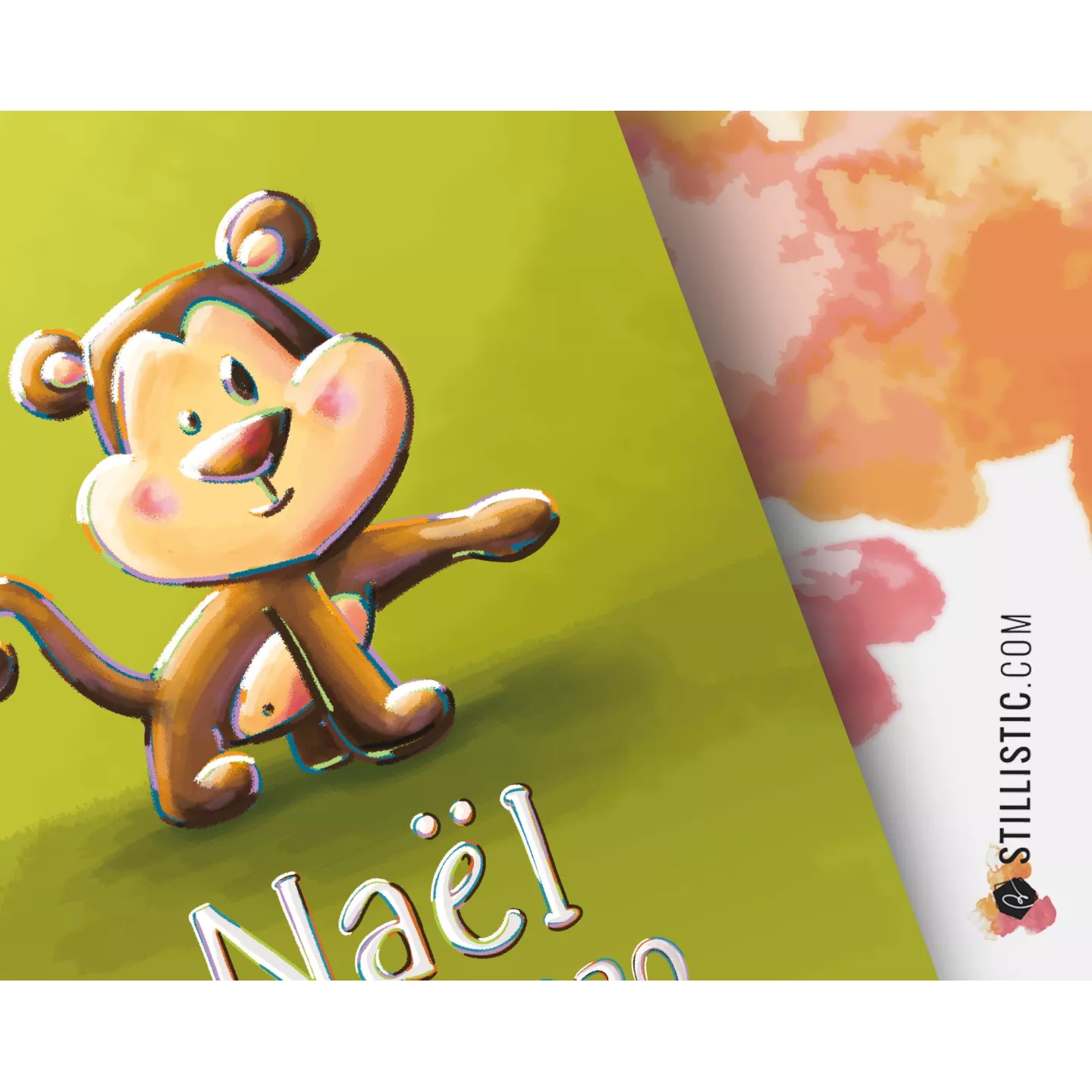 Poster de naissance Bébé Singe personnalisé