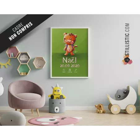 Poster de naissance Bébé Tigre personnalisé