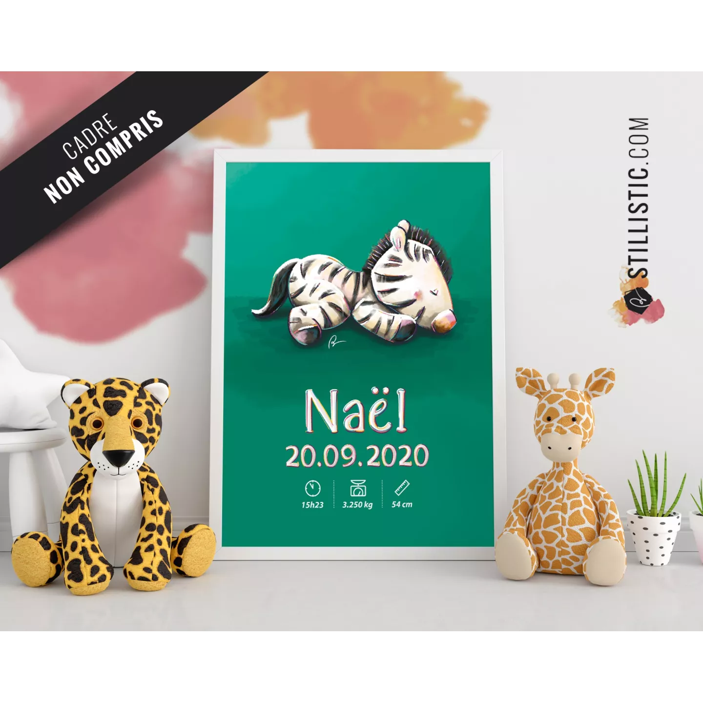 Poster de naissance Bébé Zèbre personnalisé