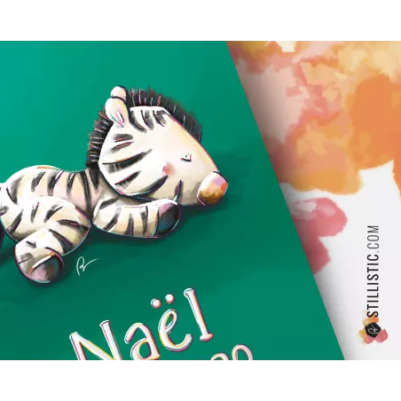 Poster de naissance Bébé Zèbre personnalisé