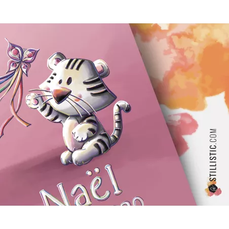 Poster de naissance Tigre Blanc personnalisé