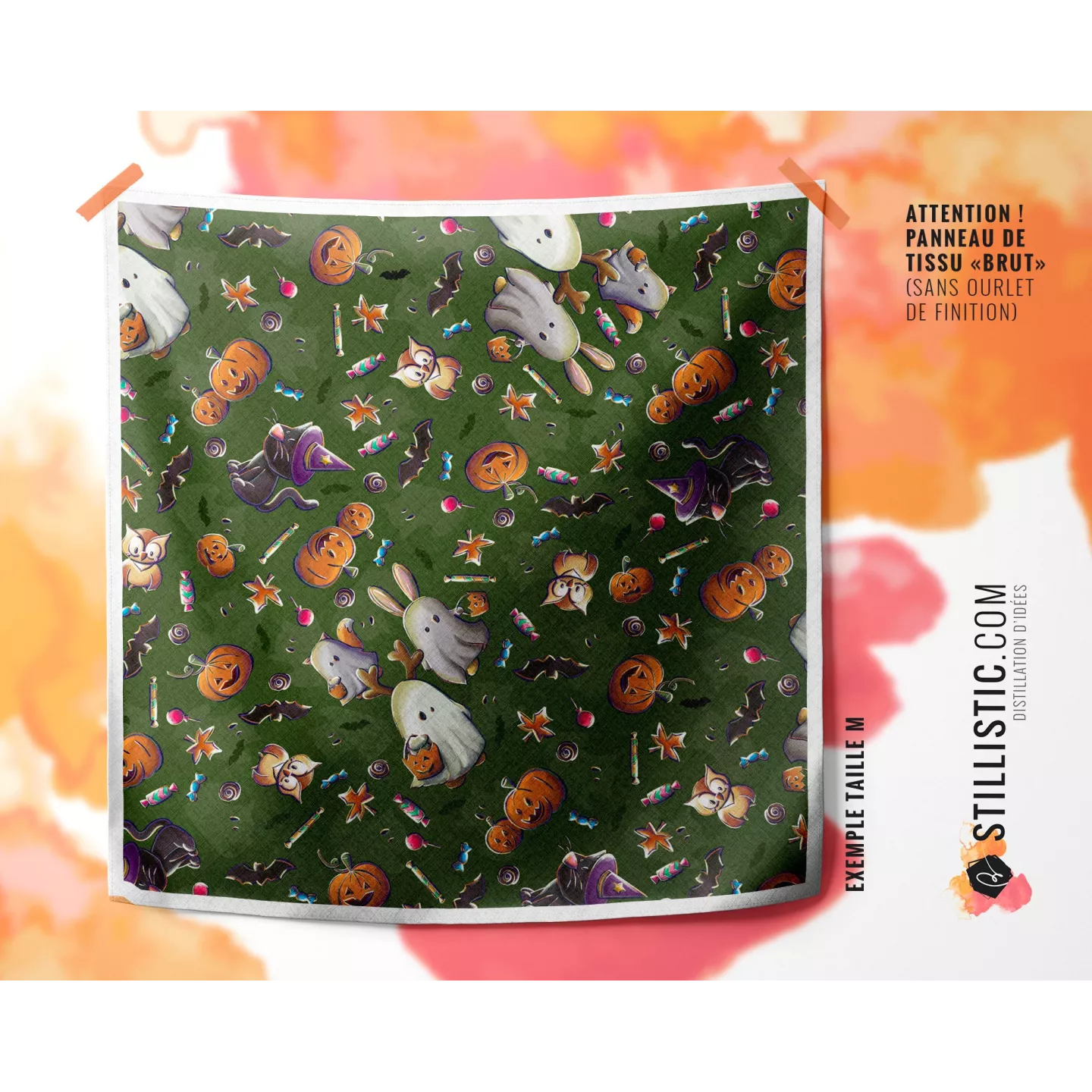 Coupon Furoshiki Fantômes Halloween vert