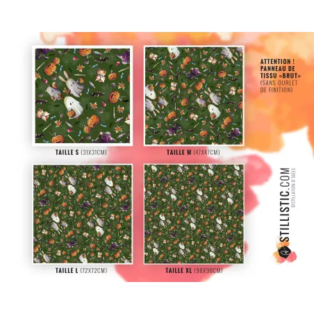 Coupon Furoshiki Fantômes Halloween vert