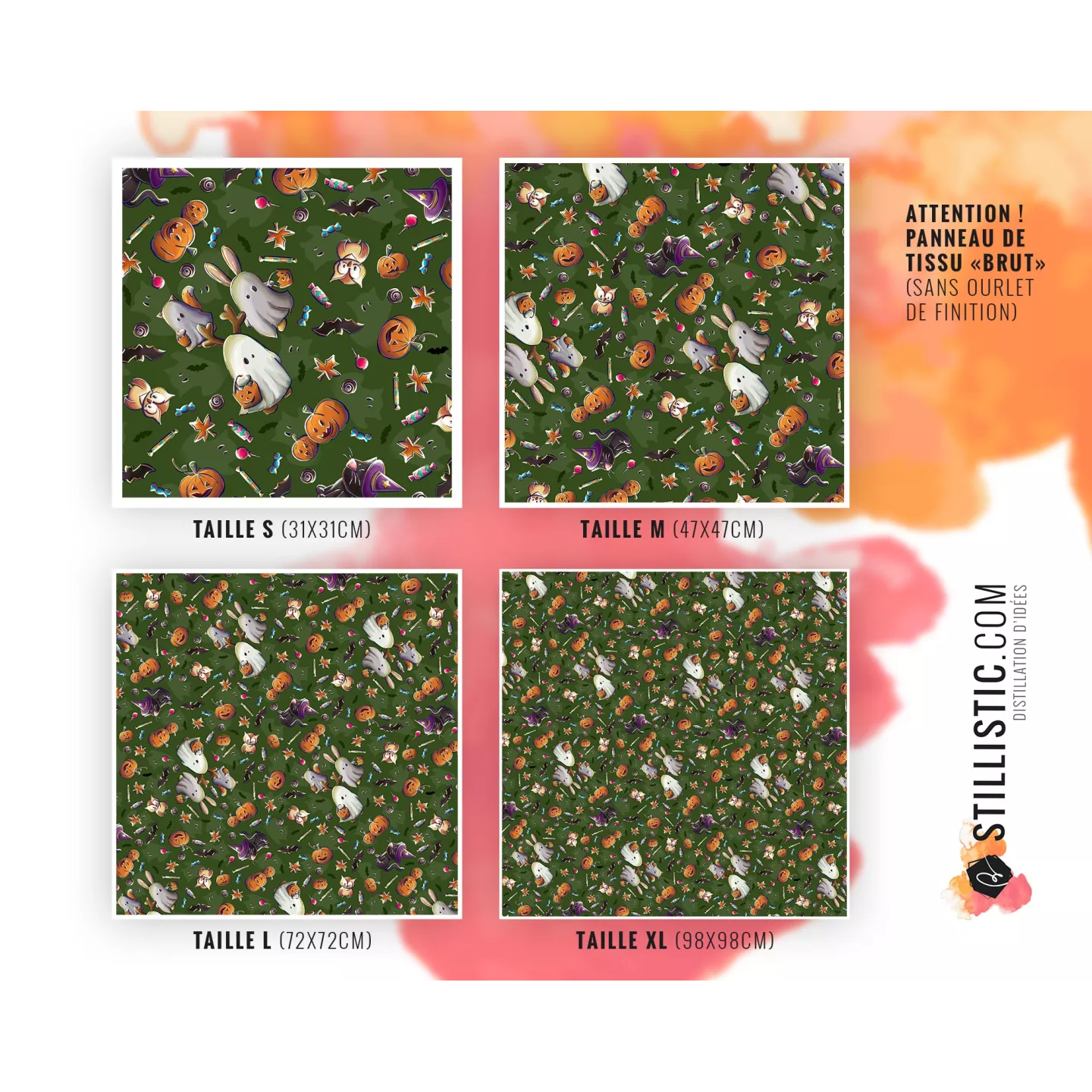 Coupon Furoshiki Fantômes Halloween vert