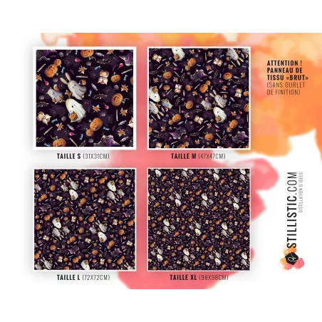 Coupon Furoshiki Fantômes Halloween noir
