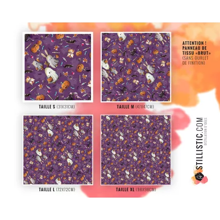 Coupon Furoshiki Fantômes Halloween violet