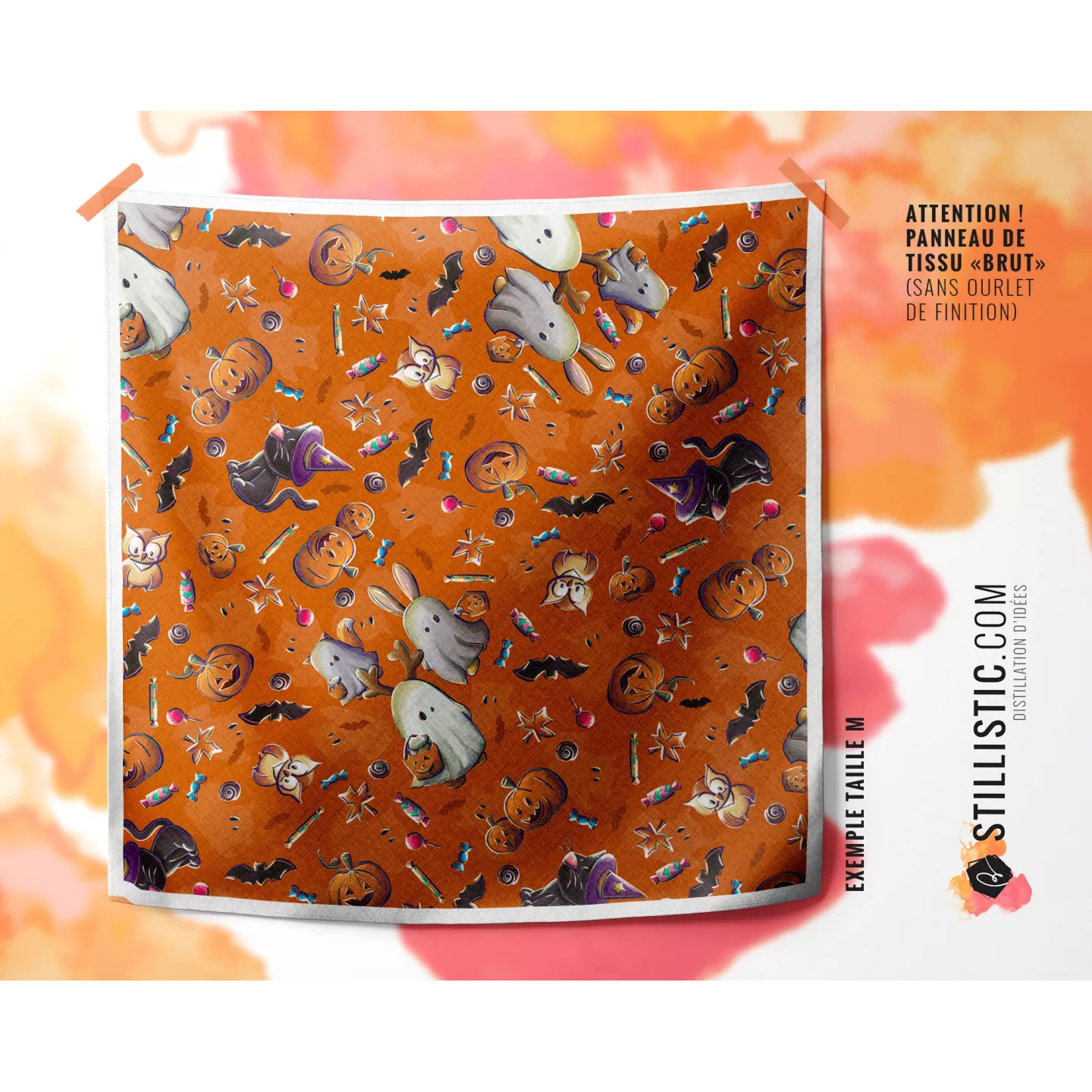 Coupon Furoshiki Fantômes Halloween orange