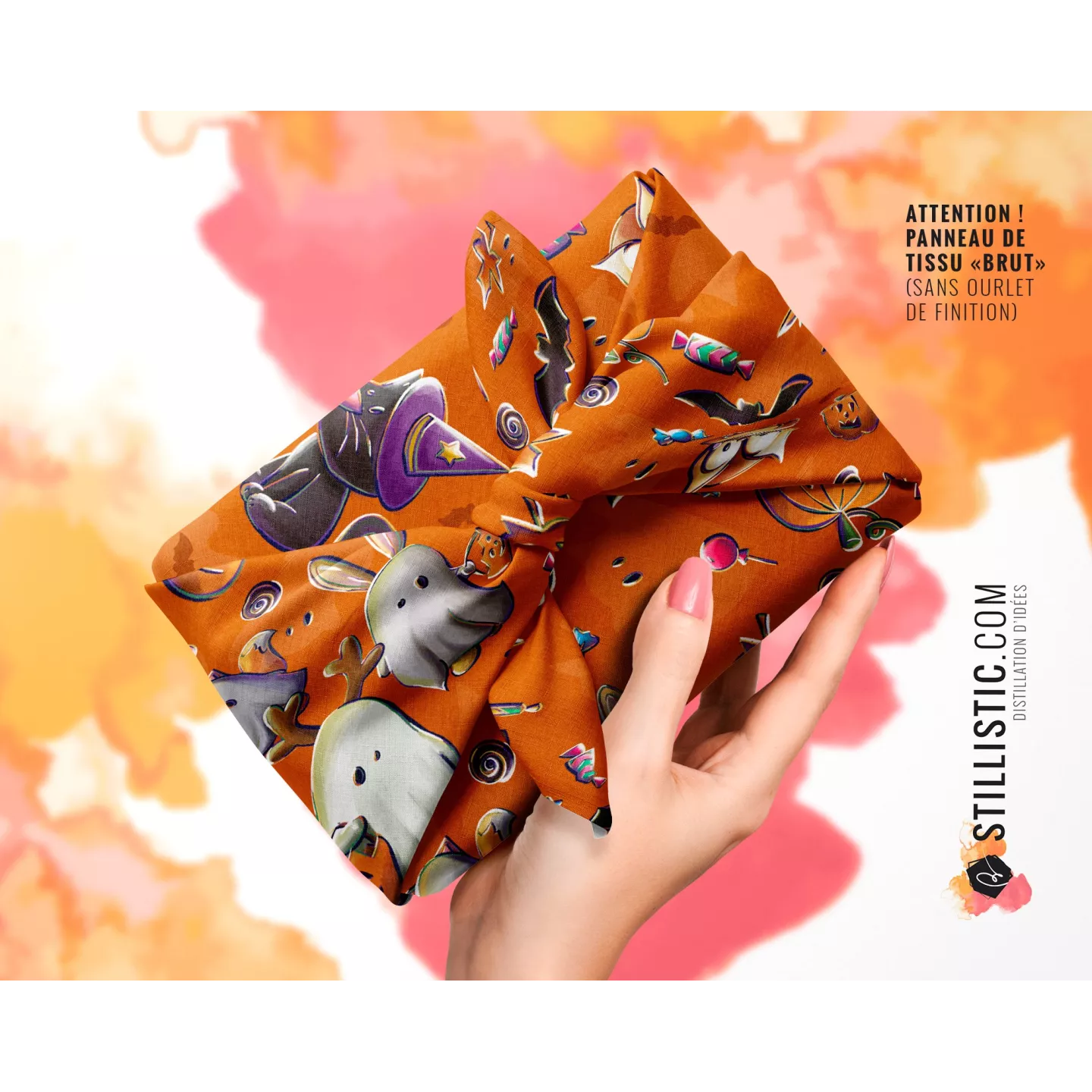 Coupon Furoshiki Fantômes Halloween orange