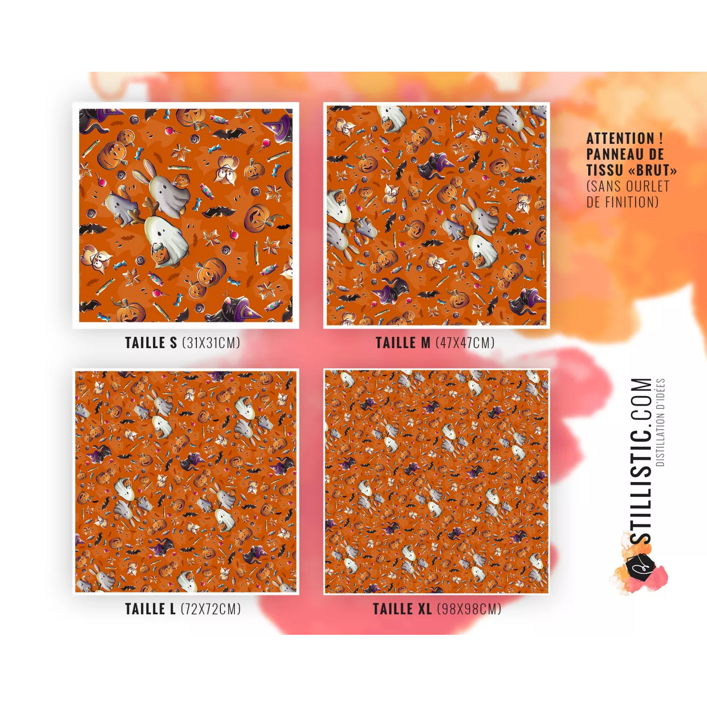 Coupon Furoshiki Fantômes Halloween orange