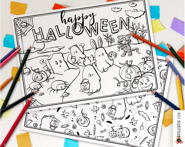 Set de table Halloween à imprimer et colorier