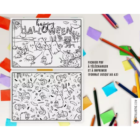 Set de table Halloween à imprimer et colorier