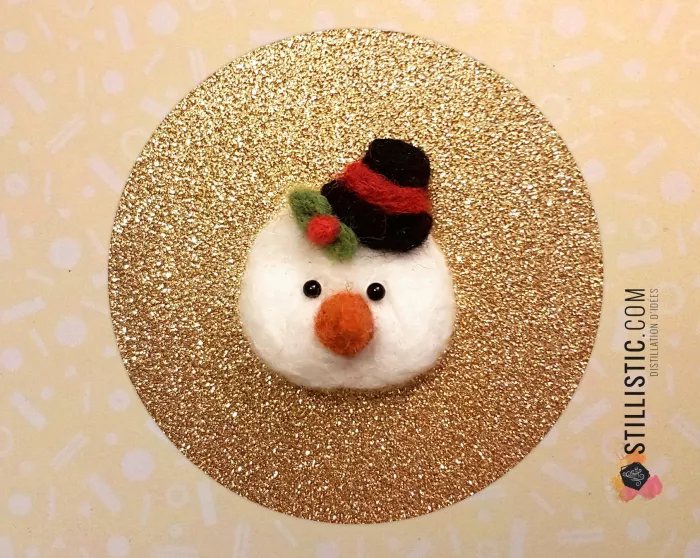 Carte de voeux dorée grand format Décoration chambre Bonhomme de neige Noël laine feutrée + enveloppe