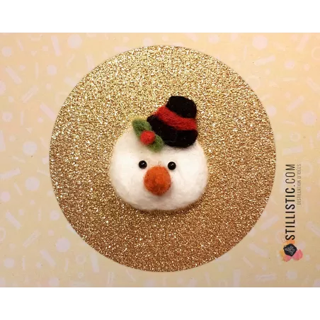 Carte de voeux dorée grand format Décoration chambre Bonhomme de neige Noël laine feutrée + enveloppe