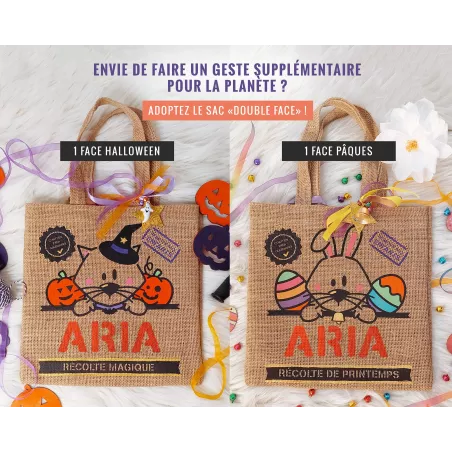 Sac bonbons jute Halloween Chat