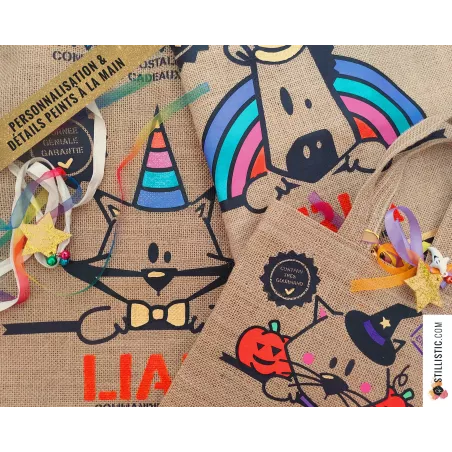 Sac chocolats jute Pâques lapin