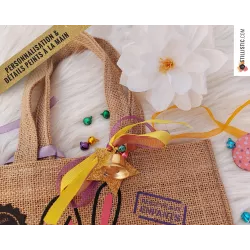 Sac chocolats jute Pâques lapin