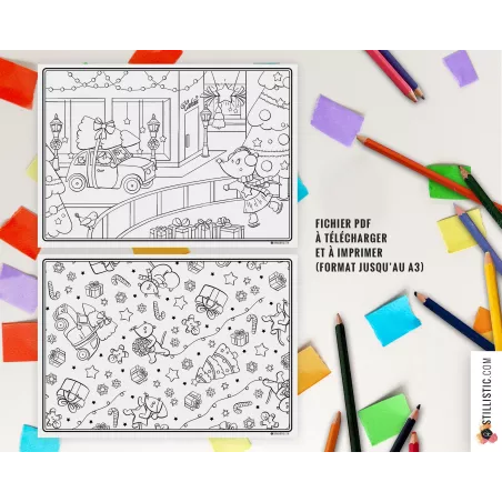 Set de table Noël à imprimer et colorier