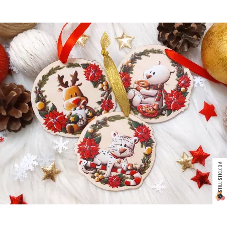 Décorations de Noël en bouleau animaux