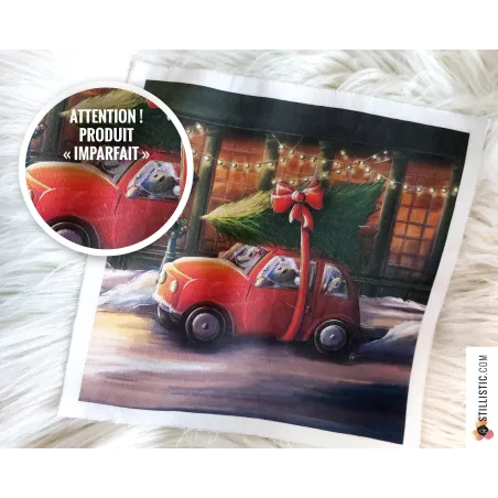 Coupon illustré Souris Noël tissu coton bio gots, minky, velours, simili-cuir Oekotex sans substances nocives bai jia bei, 15x15