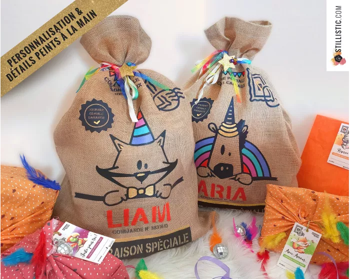 Sac cadeau jute Licorne