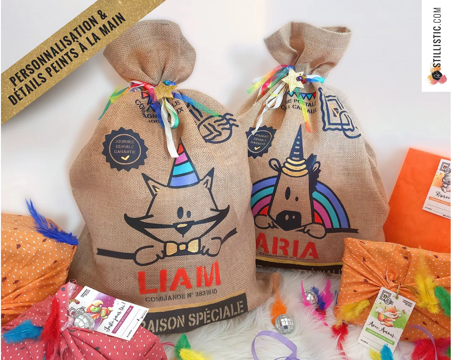 Sac cadeau jute Licorne