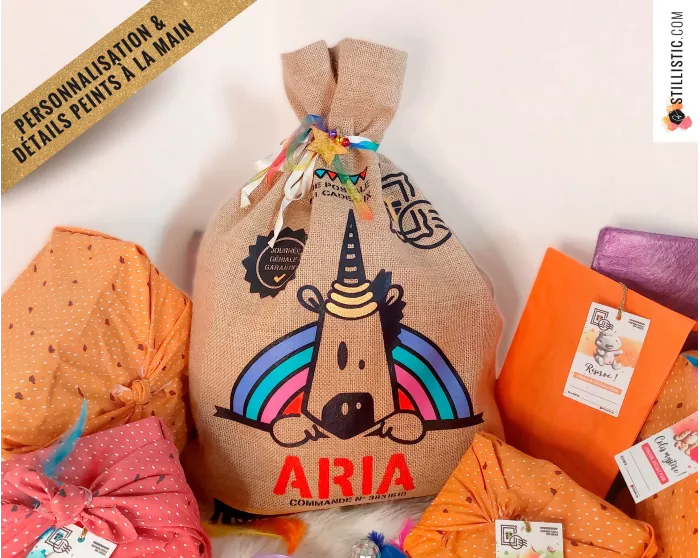 Sac cadeau jute Licorne
