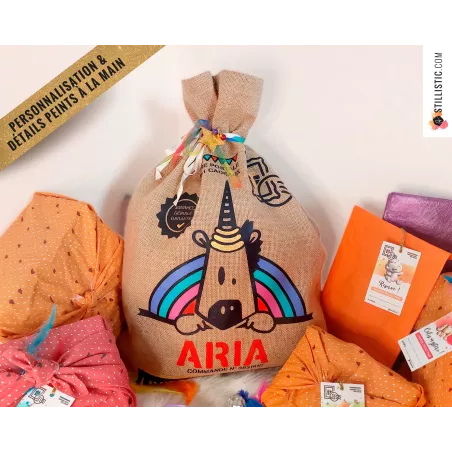 Sac cadeau jute Licorne