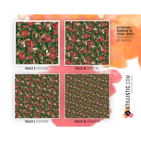 Coupon Furoshiki Couronne Noël et fleurs