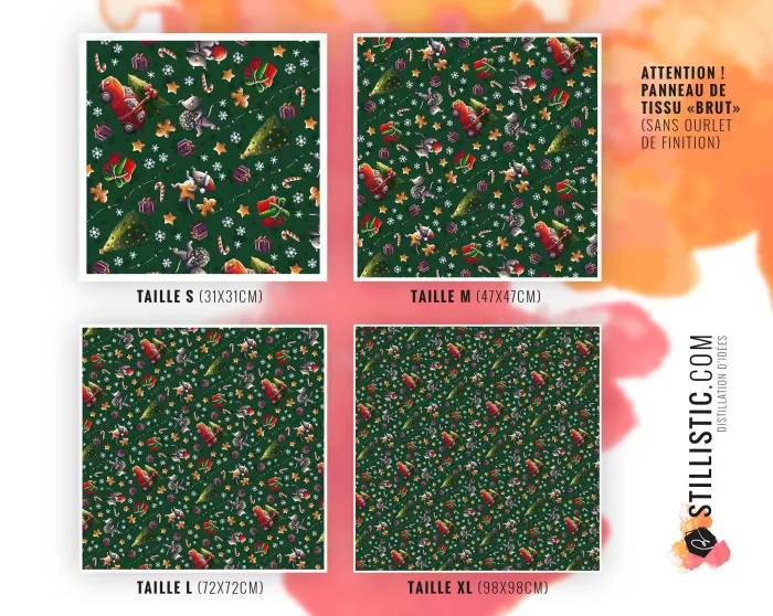 Coupon Furoshiki Souris Noël vert