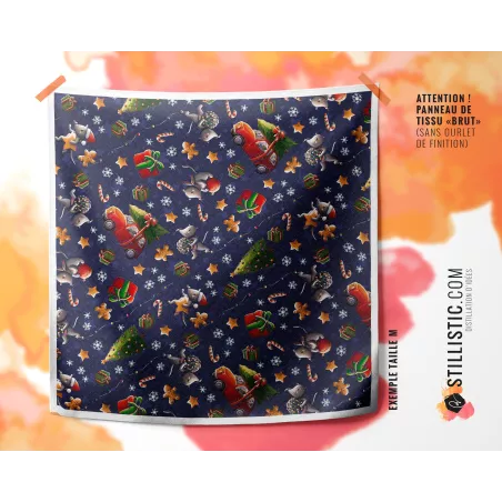 Coupon Furoshiki Souris Noël bleu