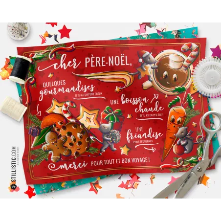 Coupon tissu Set de table Noël Motif Souris