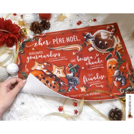 Set de table du Père Noël Motif Souris en Feutrine épaisse