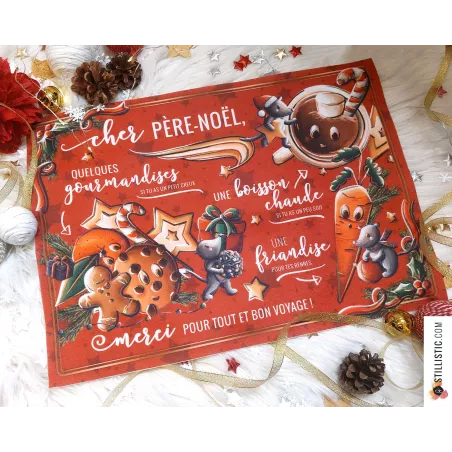 Set de table du Père Noël Motif Souris en Feutrine épaisse